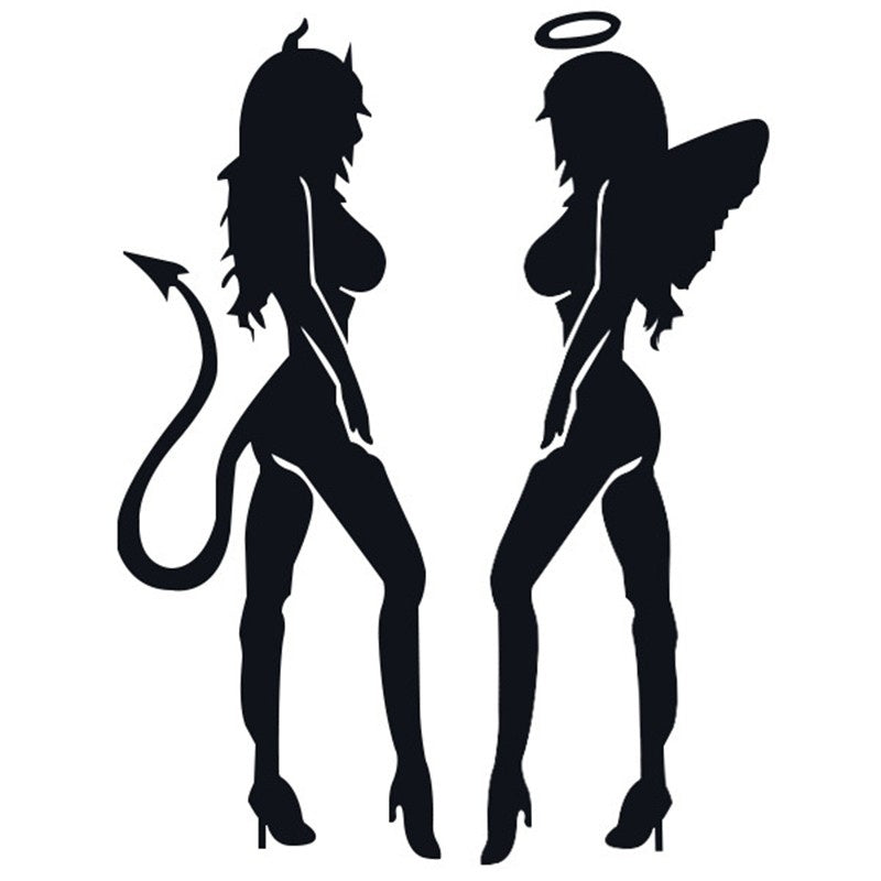 2018 NEW 1PCS 16*11CM The Angel and The Devil Vinyl PVC Car Stickers Decal