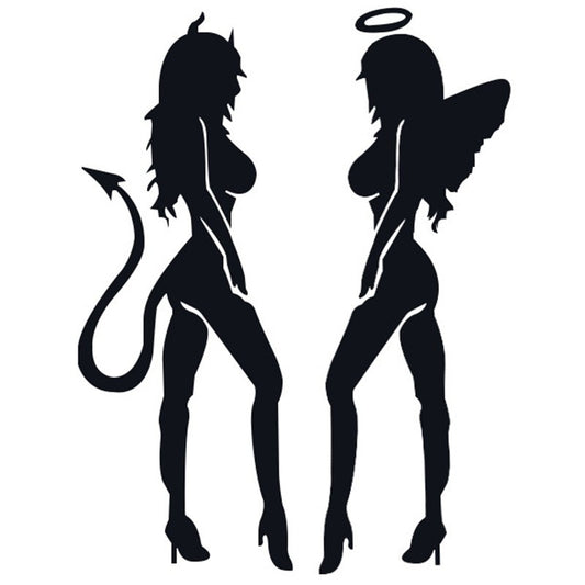 2018 NEW 1PCS 16*11CM The Angel and The Devil Vinyl PVC Car Stickers Decal