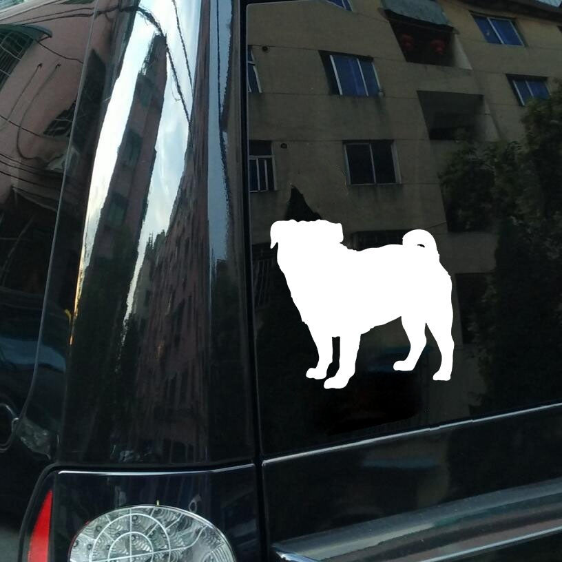 Hot 1PCS 18.5*20CM Pug Cute Pet Dog Motorcycle Car Vinyl Decorative Stickers Window Glass Decals