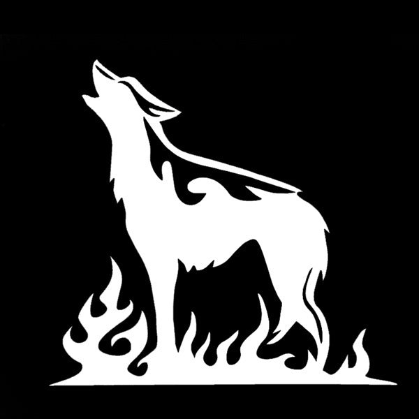 New Brand 1PCS 15*15CM Wolf Flame Car Window Bumper Vinyl Decal Animal Truck Sticker