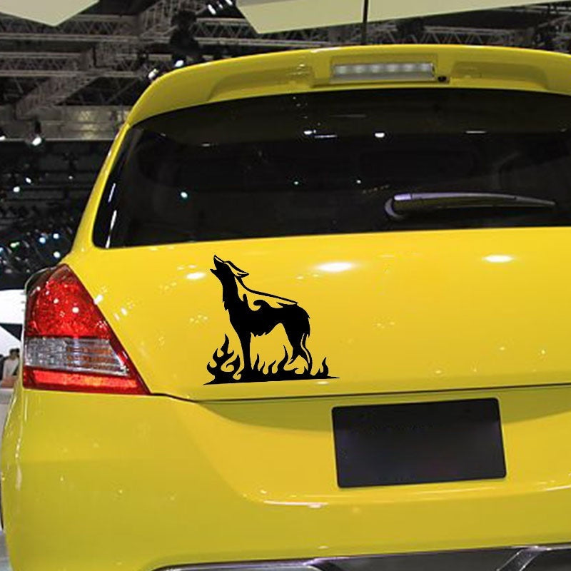 New Brand 1PCS 15*15CM Wolf Flame Car Window Bumper Vinyl Decal Animal Truck Sticker