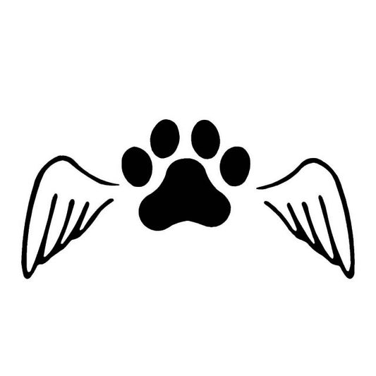 New Fashion 1PCS 14*7CM Pet Dog Cat Paw Print Angel Wings Car Accessories Vinyl Car Sticker Motorcycle Fine Decals