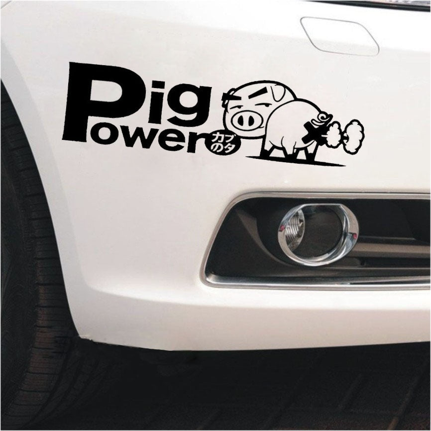 2018 NEW 1PCS 5.8*20CM Pig Power Inside Blow Out JDM Stickers Decals Racing Funny Cute Car Stickers