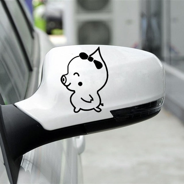 New Brand 2pcs/1 Set 16*10cm Lovely Pig Couple Vinyl Car Styling Funny Car Stickers Animal Cute Decal Black White