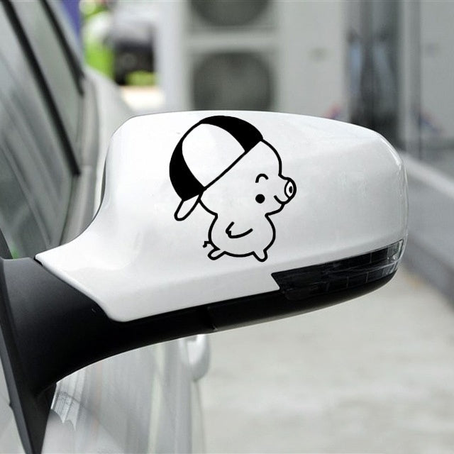 New Brand 2pcs/1 Set 16*10cm Lovely Pig Couple Vinyl Car Styling Funny Car Stickers Animal Cute Decal Black White