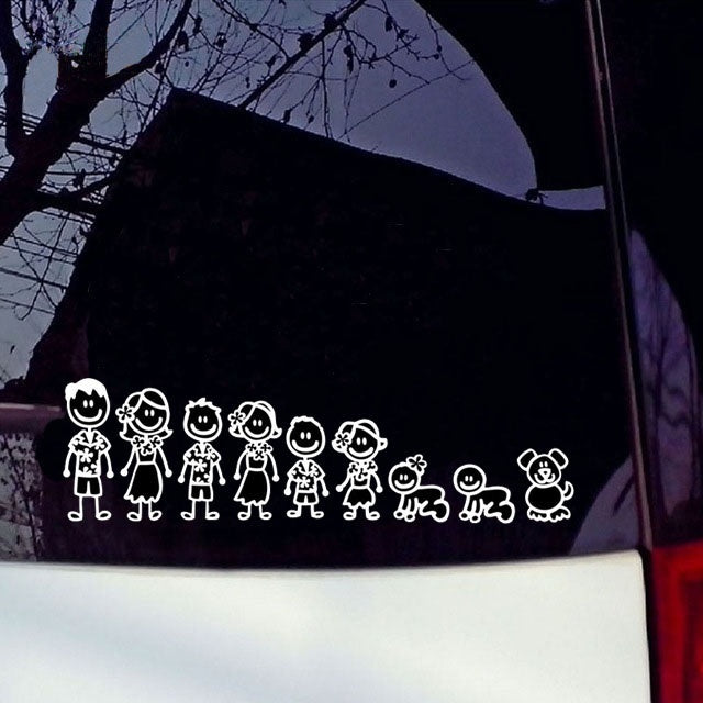High-quality 1PCS Cute Cartoon Hawaiian Family Member My Family Vinyl  Car Sticker Decal