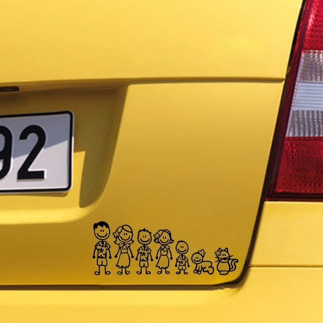 High-quality 1PCS Cute Cartoon Hawaiian Family Member My Family Vinyl  Car Sticker Decal