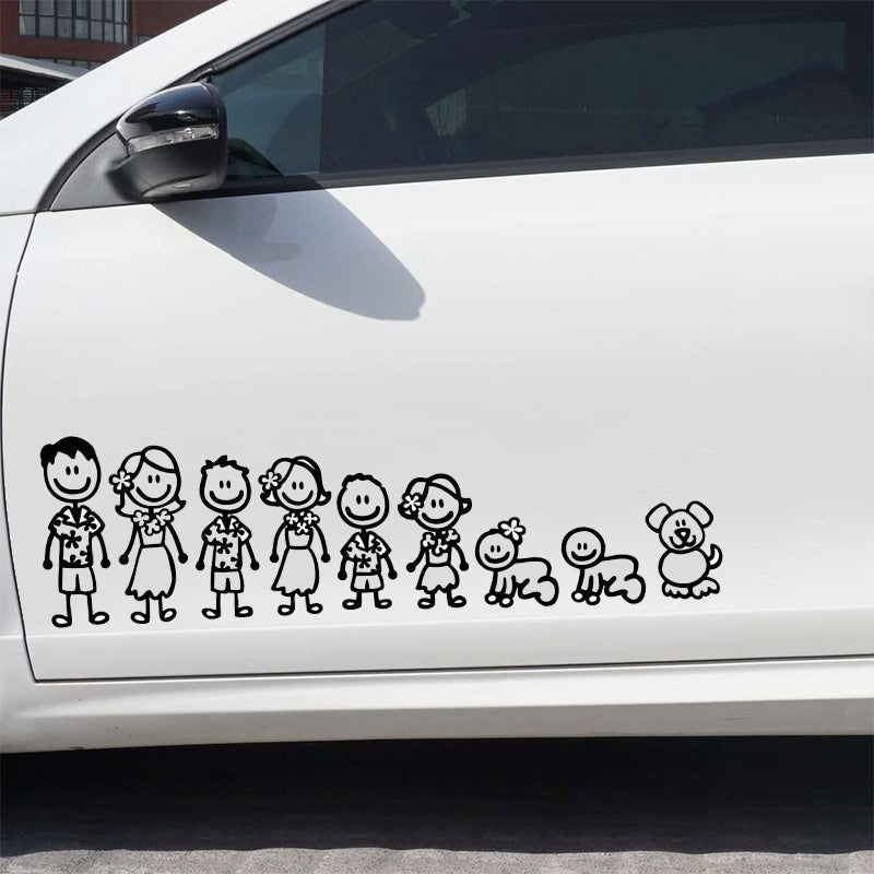 High-quality 1PCS Cute Cartoon Hawaiian Family Member My Family Vinyl  Car Sticker Decal