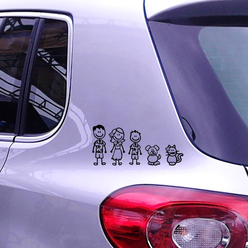 High-quality 1PCS Cute Cartoon Hawaiian Family Member My Family Vinyl  Car Sticker Decal