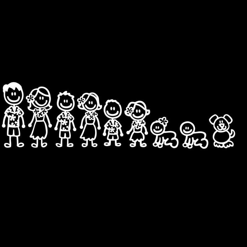 High-quality 1PCS Cute Cartoon Hawaiian Family Member My Family Vinyl  Car Sticker Decal