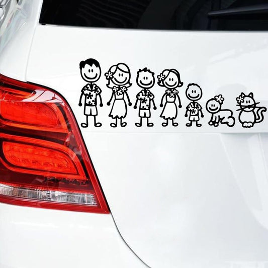 High-quality 1PCS Cute Cartoon Hawaiian Family Member My Family Vinyl  Car Sticker Decal