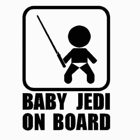 New Hot 1PCS 10.7*15CM BABY ON BOARD PVC Vinyl Car Styling Sticker Cool Baby Take The Sword Funny Car Tail Decal Black White