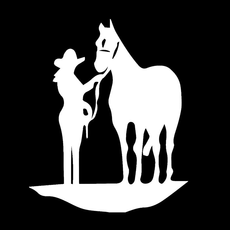 New Hot 1PCS 15*15cm Cowboy Cowgirl Horse Vinyl PVC Funny Car Sticker Decal Car Decoration Accessories
