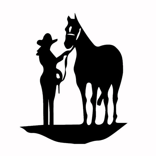 New Hot 1PCS 15*15cm Cowboy Cowgirl Horse Vinyl PVC Funny Car Sticker Decal Car Decoration Accessories