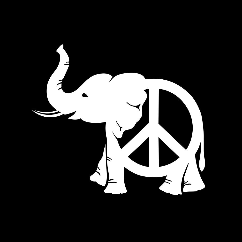 High-quality 1PCS 11*9.5CM Peace Elephant Sticker Car Styling Animal Stickers Car Decoration Stickers Car Body Stickers and Decals