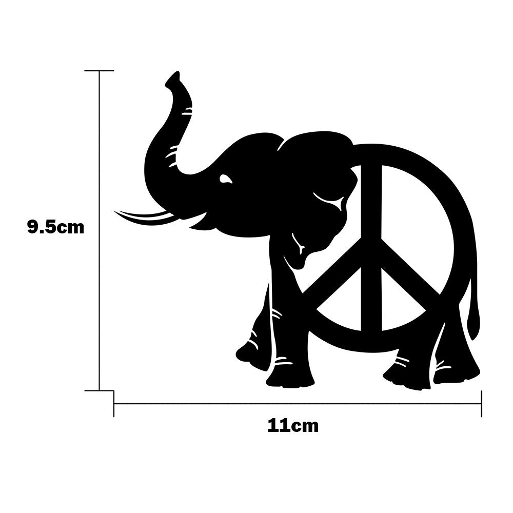 High-quality 1PCS 11*9.5CM Peace Elephant Sticker Car Styling Animal Stickers Car Decoration Stickers Car Body Stickers and Decals