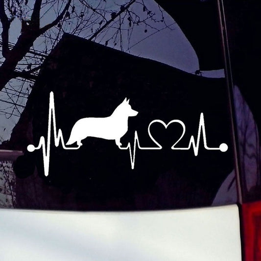 2018 NEW 1PCS 20*8.5CM Cardigan Welsh Corgi Dog Heartbeat Car Rear Windshield Decorative Sticker Cartoon Decals