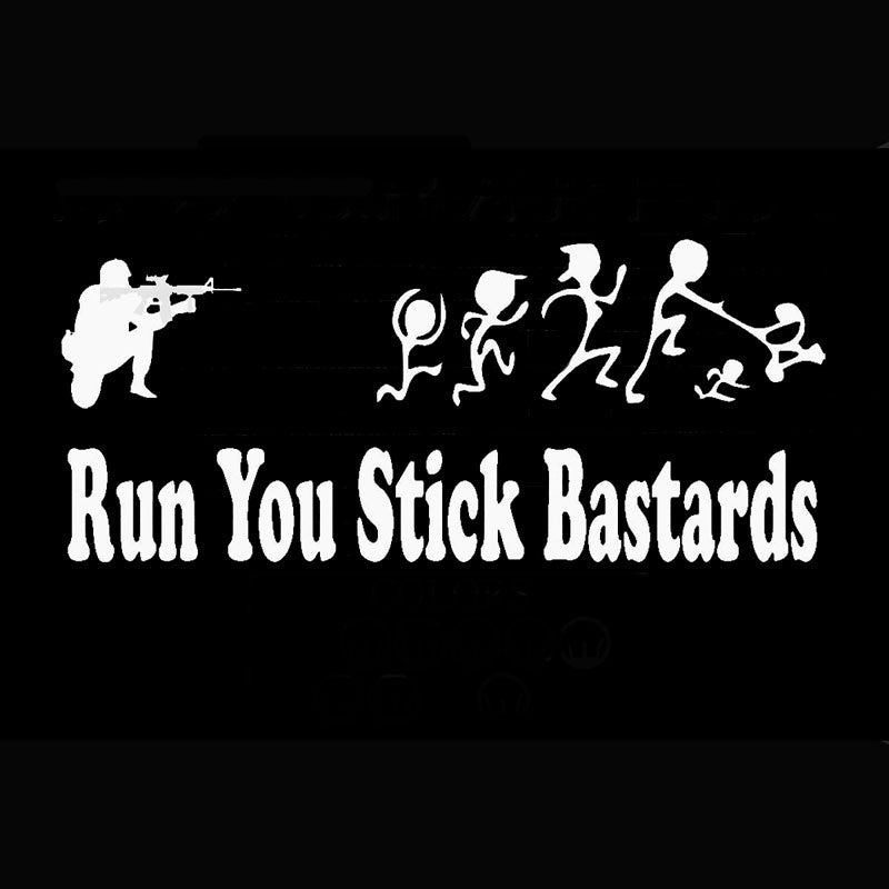 Hot 1PCS 22.9CM*9.8CM Anti Stick Family Run You Stick Bastards Soldier Marine PVC Vinyl Decals Car Styling Stickers Black White