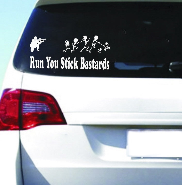 Hot 1PCS 22.9CM*9.8CM Anti Stick Family Run You Stick Bastards Soldier Marine PVC Vinyl Decals Car Styling Stickers Black White