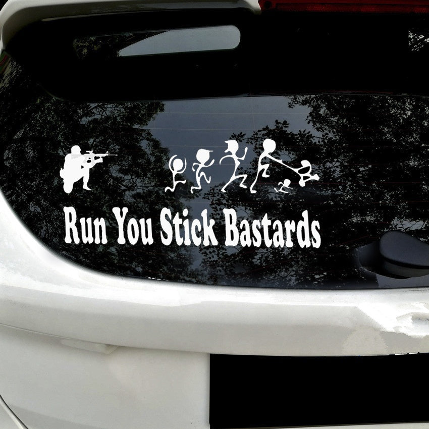 Hot 1PCS 22.9CM*9.8CM Anti Stick Family Run You Stick Bastards Soldier Marine PVC Vinyl Decals Car Styling Stickers Black White