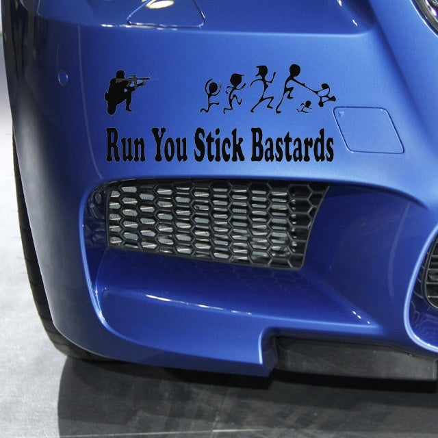 Hot 1PCS 22.9CM*9.8CM Anti Stick Family Run You Stick Bastards Soldier Marine PVC Vinyl Decals Car Styling Stickers Black White