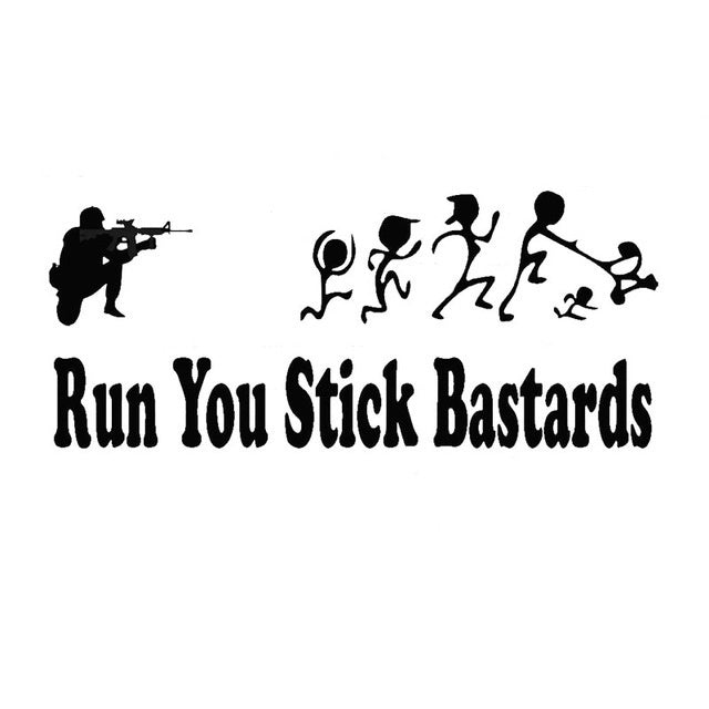 Hot 1PCS 22.9CM*9.8CM Anti Stick Family Run You Stick Bastards Soldier Marine PVC Vinyl Decals Car Styling Stickers Black White