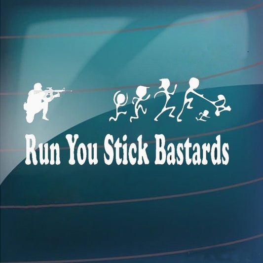 Hot 1PCS 22.9CM*9.8CM Anti Stick Family Run You Stick Bastards Soldier Marine PVC Vinyl Decals Car Styling Stickers Black White