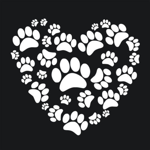 High-quality 1PCS 17*17CM Heart Dog Paws Print On Your Heart Car Sticker Decal Dog Paw Auto Car Door Window Body Styling