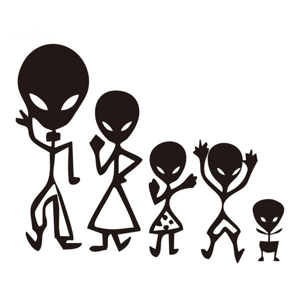 2018 NEW 1PCS 14.5*18CM Alien Family Car Stickers Images Decorative Vinyl Adhesive Decals Funny Car Styling Cartoon Stickers