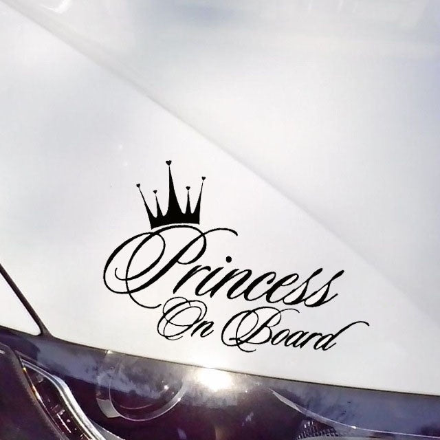 Fashion 17cm*14cm PRINCESS ON BOARD BABY   Vinyl Car-Styling Car Sticker Black