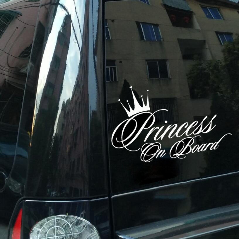 Fashion 17cm*14cm PRINCESS ON BOARD BABY   Vinyl Car-Styling Car Sticker Black