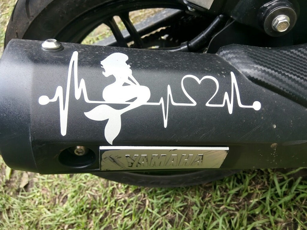 2018 NEW 1PCS 18.2cm*9.1cm PVC Vinyl Art Waterproof Removable  Mermaid Heartbeat Lifeline  Motorcycle Car Sticker Black White