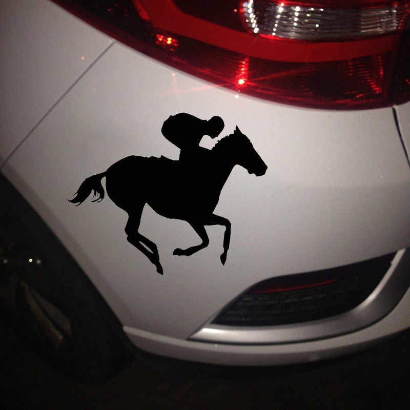 New Hot 1PCS 18.2*15.2CM Horse Racing Decals Personalized Car Stickers Car Cover Scratches  Decorative Accessories