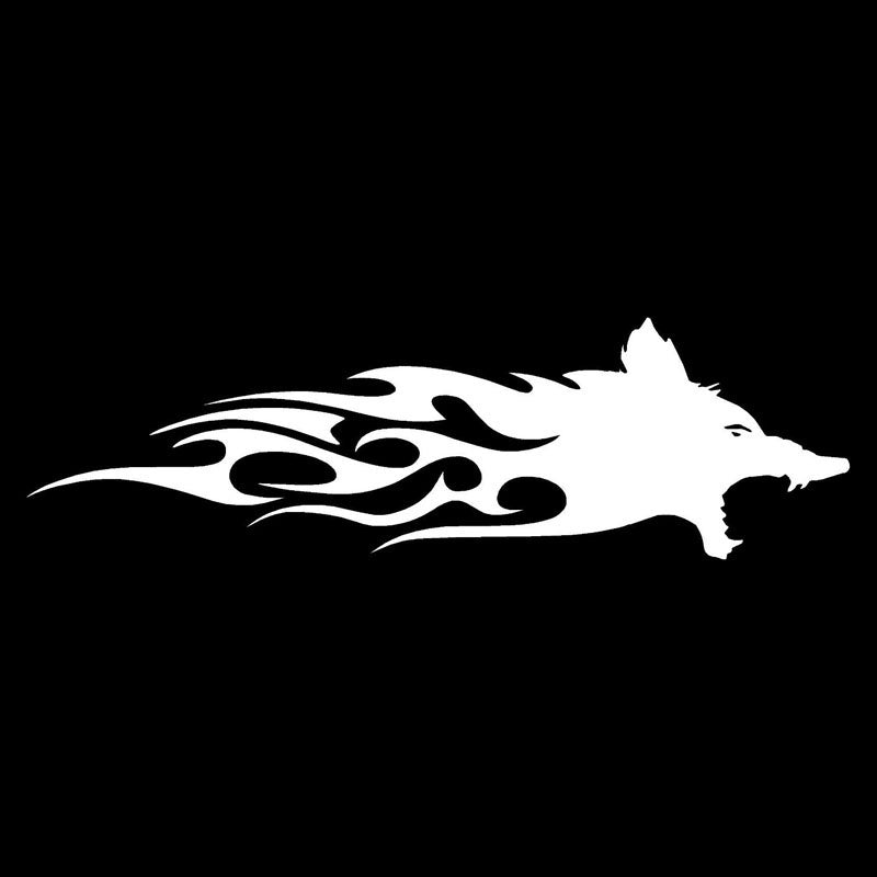 Hot 1PCS 23*6.8CM Wolf Head Flames  Car Stickers Wild Personality Vinyl Car Styling Decal Black White