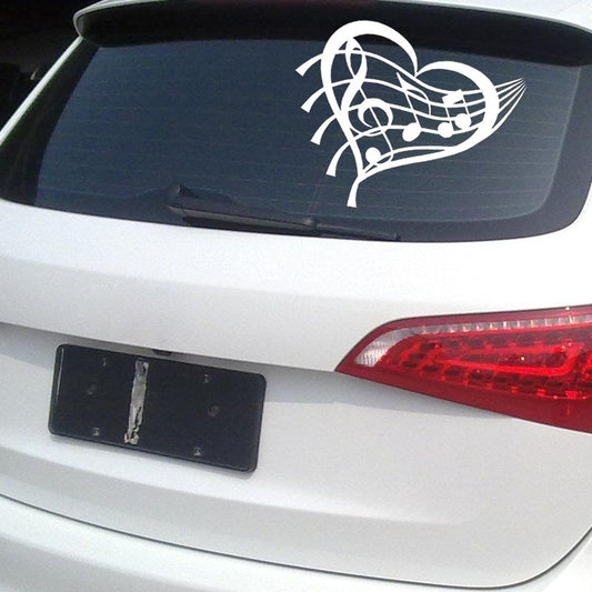 New Hot 1PCS 13*15.5CM PVC Vinyl Love Heart Music Note Car Rear Window Sticker Self-adhesive Decal Car Decoration Accessories