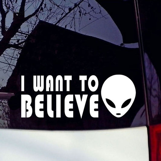 New Hot 1PCS 18*7CM I WANT TO BELIEVE Alien Car Sticker Automotive Glass Vinyl Stickers Decal