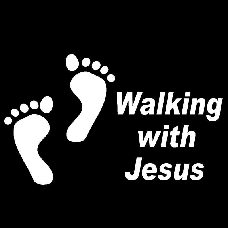 Hot 1PCS 9*14cm Closely Follow Walking with Jesus Footprints Funny Car Sticker for Bumper Motorcycle Car Decor Vinyl Deca
