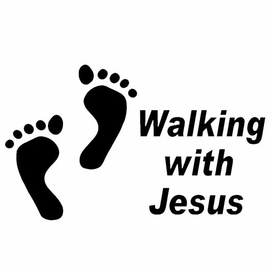 Hot 1PCS 9*14cm Closely Follow Walking with Jesus Footprints Funny Car Sticker for Bumper Motorcycle Car Decor Vinyl Deca