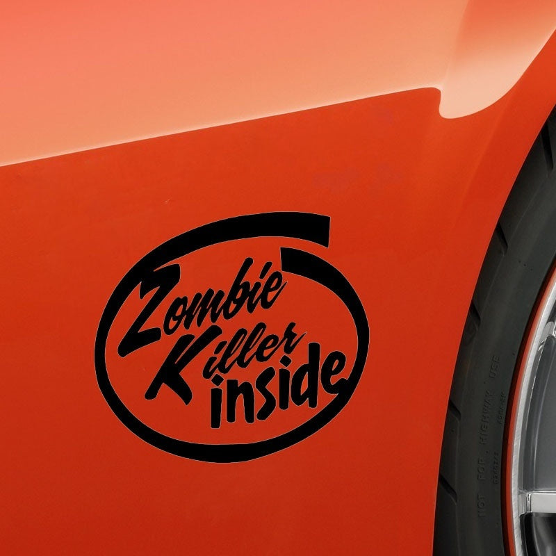 Fashion 1PCS 22.9CM*20.9CM Zombie Killer Inside PVC Vinyl Waterproof Car Decals Car Stickers Car Styling Accessories Black White