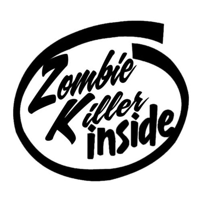 Fashion 1PCS 22.9CM*20.9CM Zombie Killer Inside PVC Vinyl Waterproof Car Decals Car Stickers Car Styling Accessories Black White