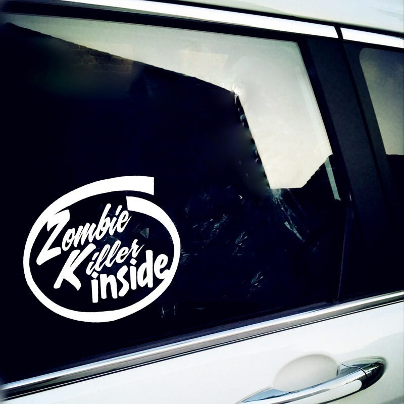 Fashion 1PCS 22.9CM*20.9CM Zombie Killer Inside PVC Vinyl Waterproof Car Decals Car Stickers Car Styling Accessories Black White