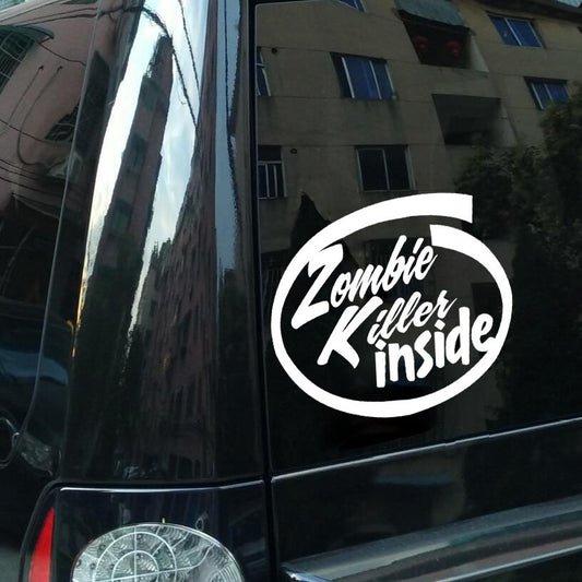 Fashion 1PCS 22.9CM*20.9CM Zombie Killer Inside PVC Vinyl Waterproof Car Decals Car Stickers Car Styling Accessories Black White