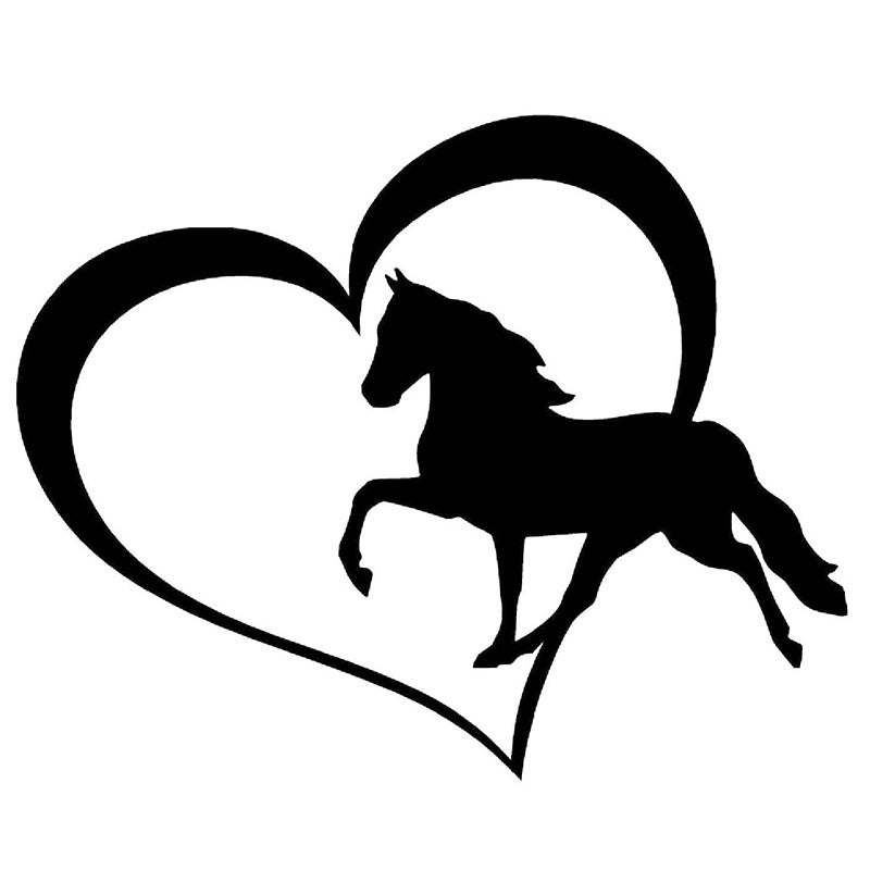 Fashion 1PCS 20cm x 17cm Horse Love Heart Vinyl Decal Sticker Car Window Bumper Pony Funny Sticker