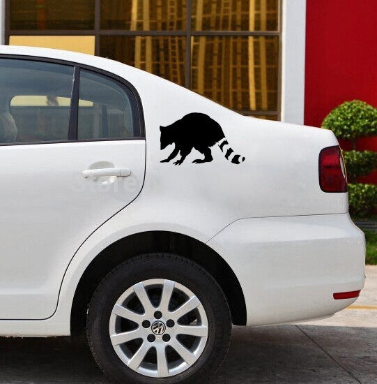 High-quality 1PCS 12.5*20CM Raccoon Bear Vinyl Car Sticker Decal Funny Cute Animal Body Decoration Accessories