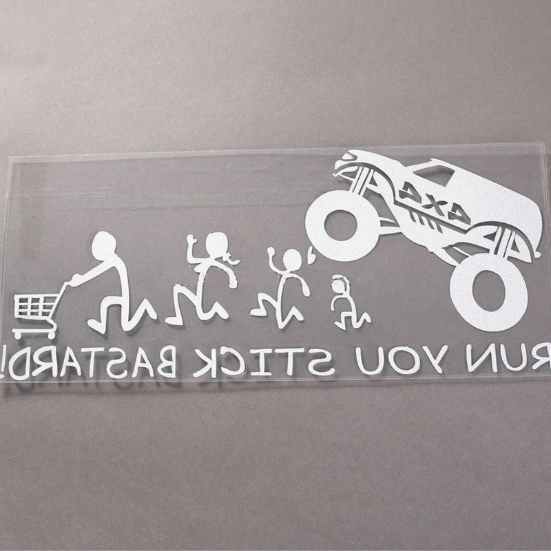 New Fashion 1PCS 10*21cm Funny Car Sticker RUN U STICK BASTARDS Funny Family Vinyl Decal Moto Decorative Sticker Car Styling