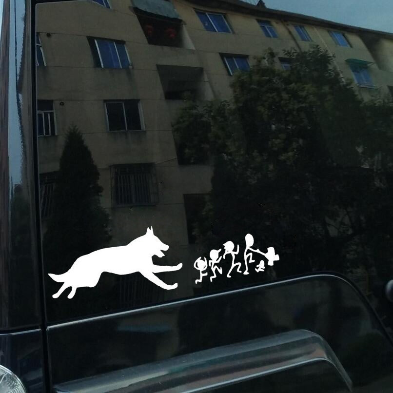 New Brand 1PCS 17.8*5CM  Wolf Chasing People Car Stickers Creative PVC Vinyl Decal Car Styling Bumper Accessories Black White