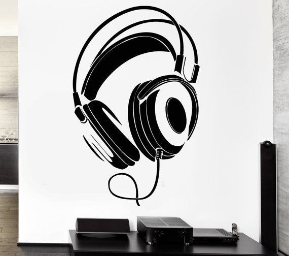 Wall Sticker Vinyl Decal Headphones Rock Pop Music Night Club Decor