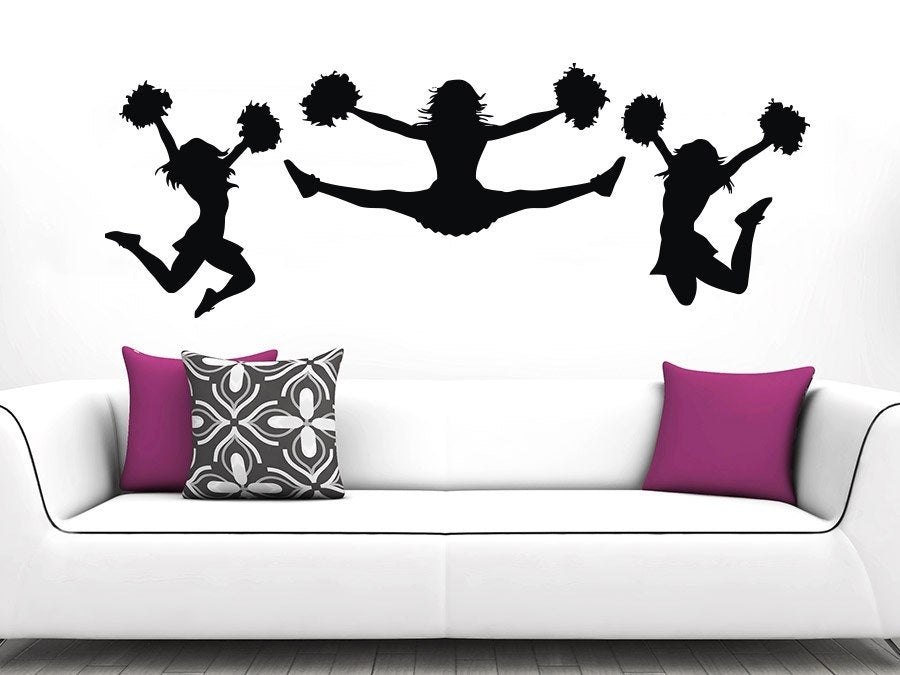 Hot I Cheer Wall Decal Sports Girl Cheerleader Sport Wall Decals Vinyl Stickers Teens Nursy Baby Room Home Decor Bedroom Design Interior