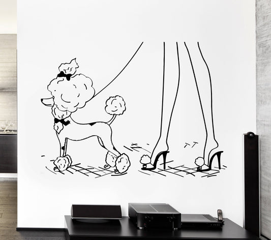 Hot Wall Decal Lady with the Dog Woman Poodle Vinyl Stickers Art Mural