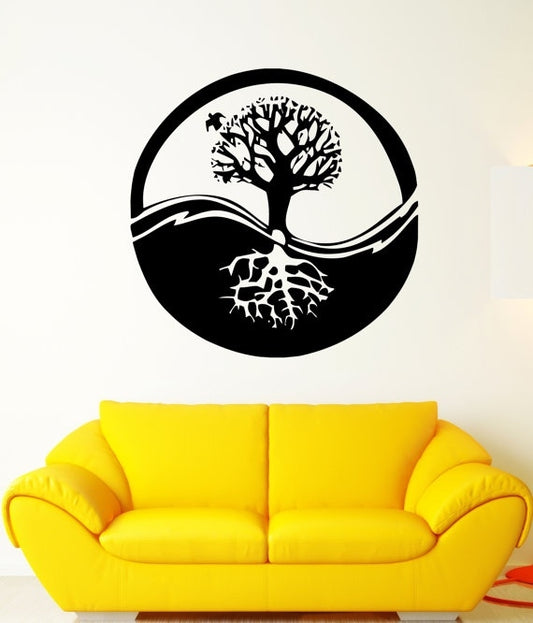 New Fashion Wall Stickers Vinyl Decal Yin Yang Tree Nature Chinese Cool Living Room Decor